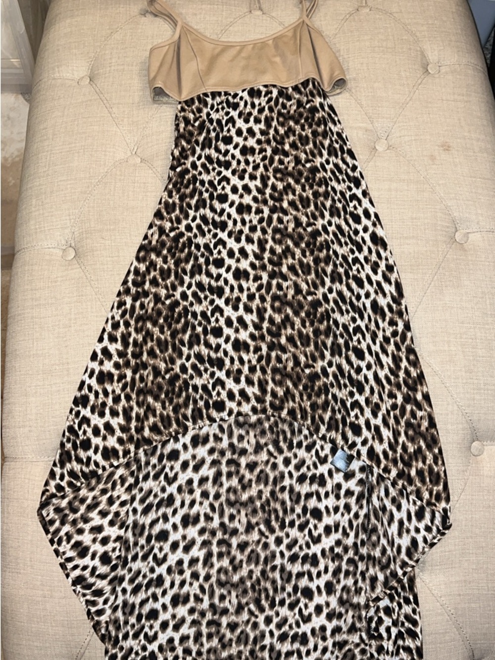 Womens Leopard High-Low Skirt with Beige Top